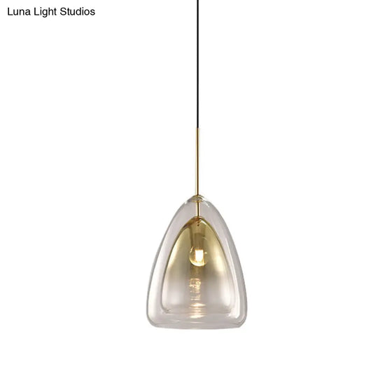Nordic Double Glass Cone Pendant Light Fixture - 12’’/14’’ Wide Champagne Suspension