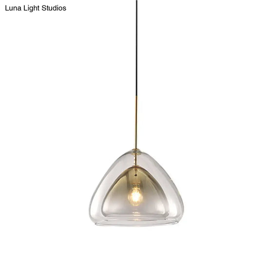 Nordic Double Glass Cone Pendant Light Fixture - 12’’/14’’ Wide Champagne Suspension