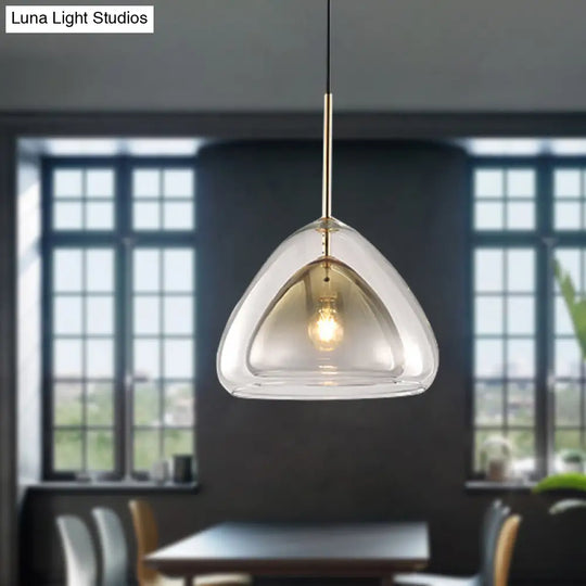 Nordic Double Glass Cone Pendant Light With Champagne Suspension - 1 12/14 Wide
