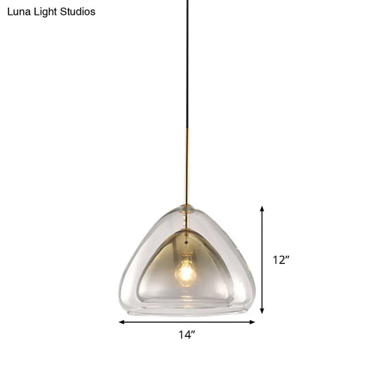 Nordic Double Glass Cone Pendant Light Fixture - 12’’/14’’ Wide Champagne Suspension
