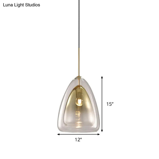 Nordic Double Glass Cone Pendant Light Fixture - 12’’/14’’ Wide Champagne Suspension