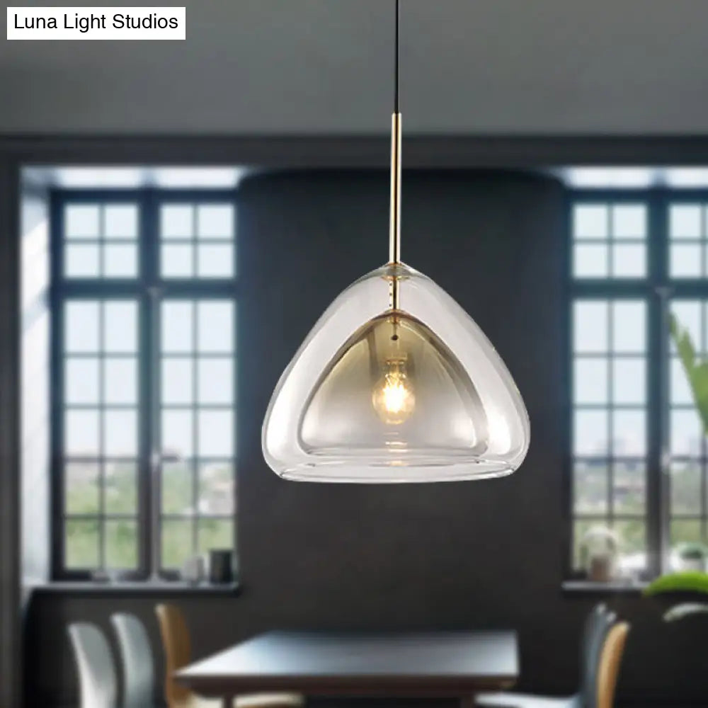 Nordic Double Glass Cone Pendant Light Fixture - 12’’/14’’ Wide Champagne Suspension