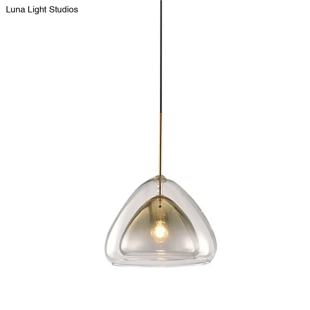 Nordic Double Glass Cone Pendant Light With Champagne Suspension - 1 12/14 Wide