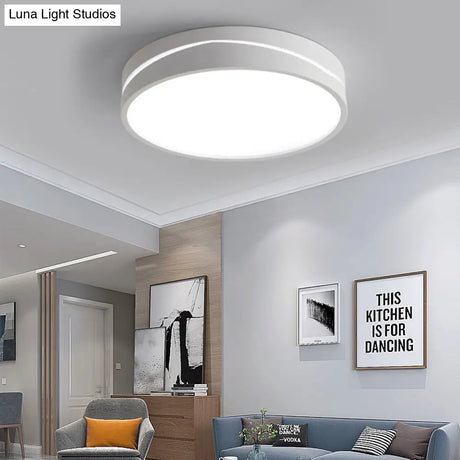 Nordic Drum Ceiling Mounted Led Flush Mount Light 16’/19.5’ Dia With Acrylic Diffuser -