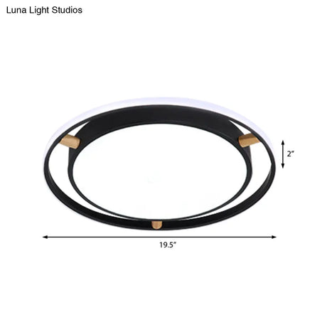 Nordic Dual Circle Led Ceiling Flush Light With Wood Arm - White/Green/Grey Thin Flushmount
