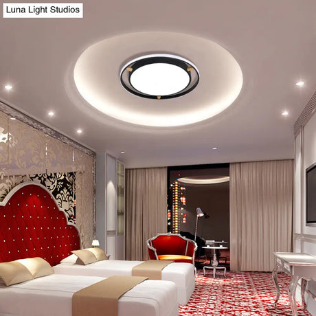 Nordic Dual Circle Led Ceiling Flush Light With Wood Arm - White/Green/Grey Thin Flushmount