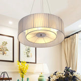 Nordic Fabric 3-Light Drum Pendant Chandelier White For Living Room - 18/21.5/25.5 Wide / 19.5
