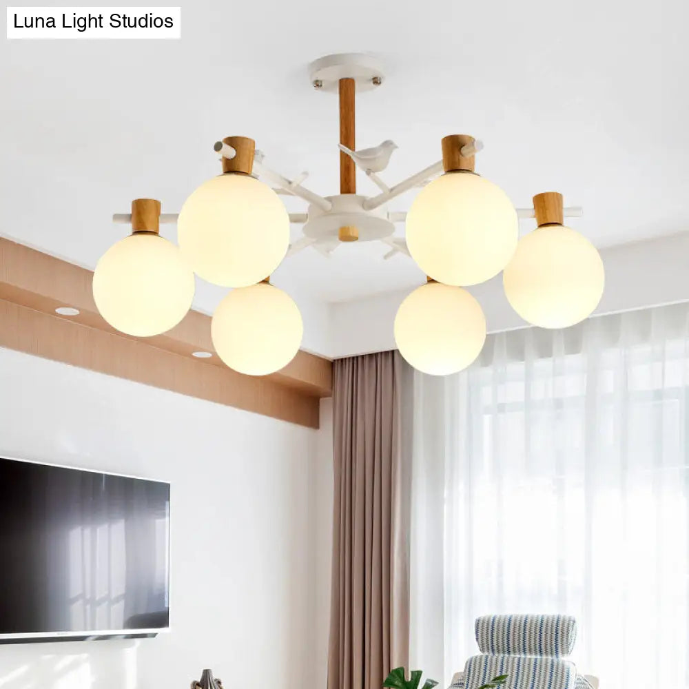 Nordic Fashion Sphere Pendant Light In White For Dining Room