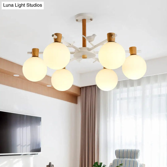 Nordic Fashion Sphere Pendant Light In White For Dining Room