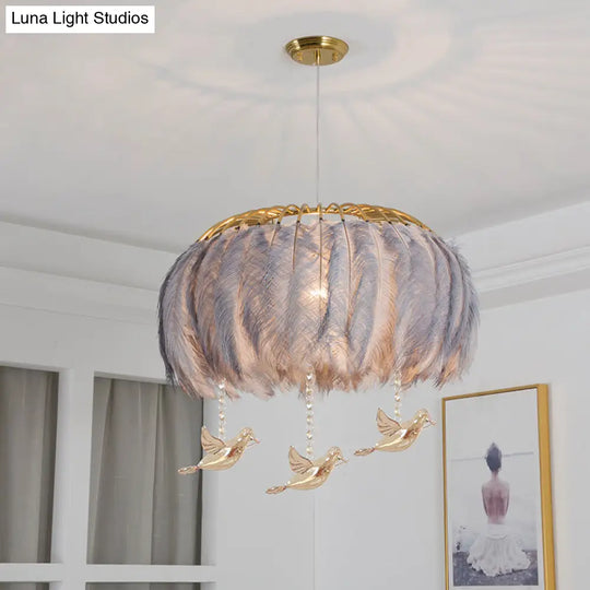 Nordic Feather Dining Room Pendant Light Fixture Grey / 19.5 Bird
