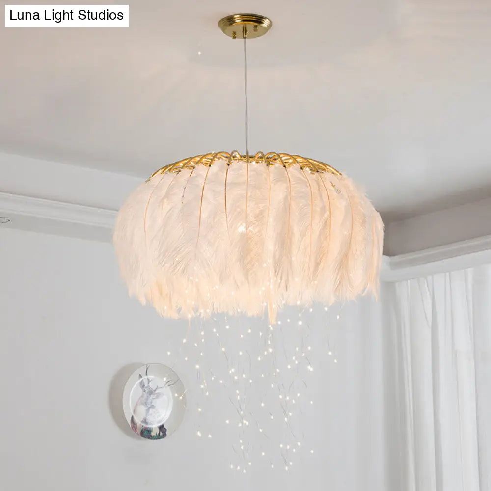 Nordic Feather Dining Room Pendant Light Fixture White / 19.5 Gypsophila