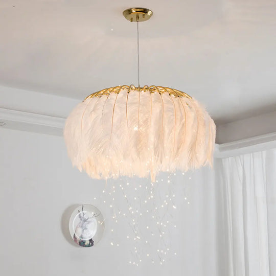 Nordic Feather Chandelier Pendant Light For Dining Room White / 19.5’ Gypsophila