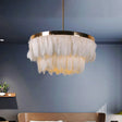 Nordic Feather Tiered Chandelier - 16/19.5 W 3 Bulbs Grey/White/Red Pendant Light For Bedroom White