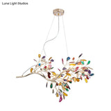 Nordic Firefly Chandelier Pendant Light With Colorful Agate And Led In Champagne For Living Room