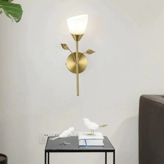 Nordic Blume Wohnzimmer Treppe Schlafzimmer Nacht Kupfer Wand Lampe