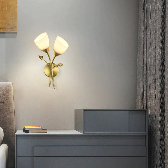 Nordic Blume Wohnzimmer Treppe Schlafzimmer Nacht Kupfer Wand Lampe