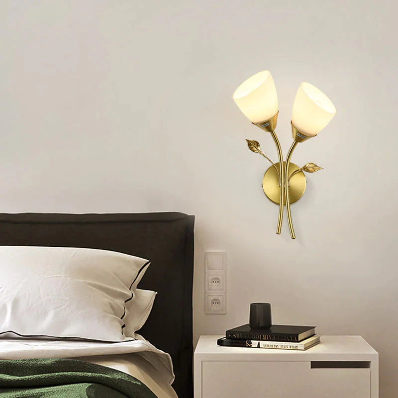 Nordic Blume Wohnzimmer Treppe Schlafzimmer Nacht Kupfer Wand Lampe