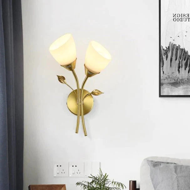 Nordic Blume Wohnzimmer Treppe Schlafzimmer Nacht Kupfer Wand Lampe