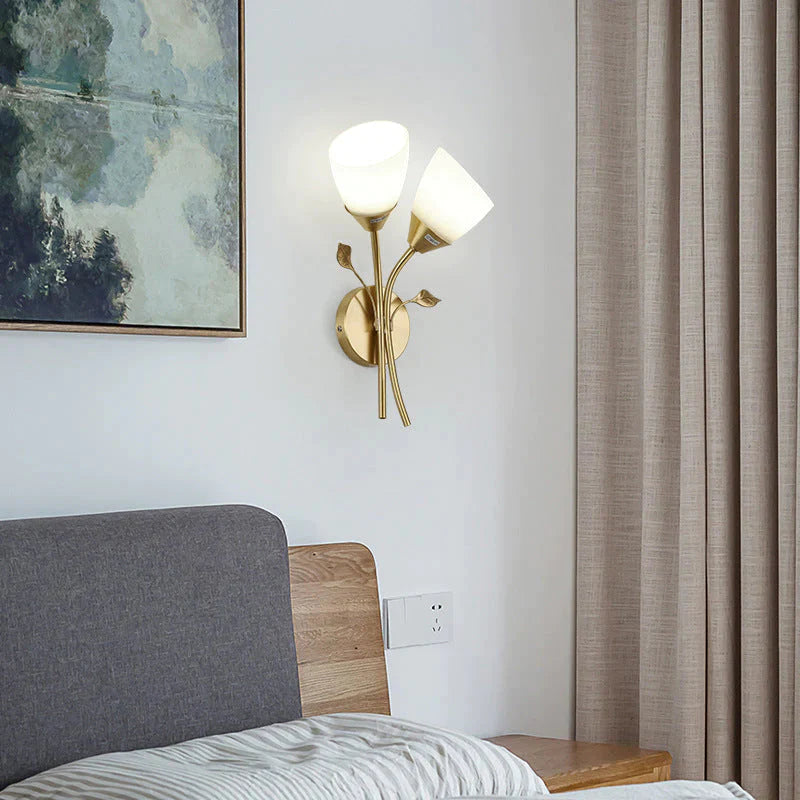 Nordic Blume Wohnzimmer Treppe Schlafzimmer Nacht Kupfer Wand Lampe