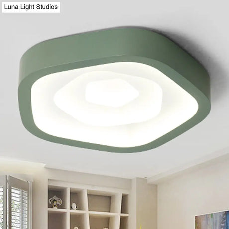 Nordic Flush Ceiling Lamp - Pink/Blue/Green Acrylic Led 20.5’ Wide Pentagon Shape