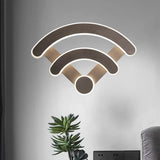 Nordic Flush Mount Wall Sconce With Led Light Coffee Heart Shape/Black Wifi Acrylic Shade And Elk