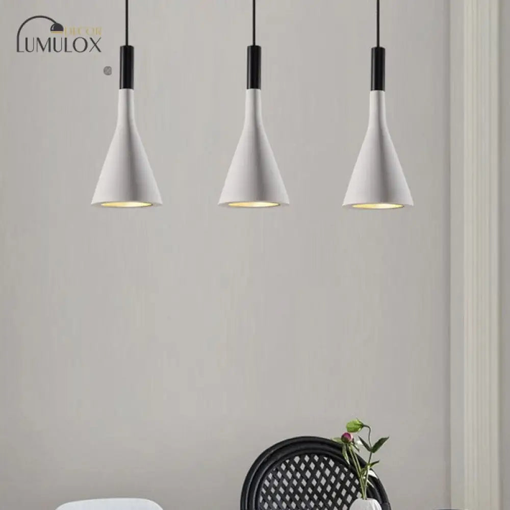 Nordic Funnel Style Pendant Light In Cement For Dining Room Bed Side Lighting White