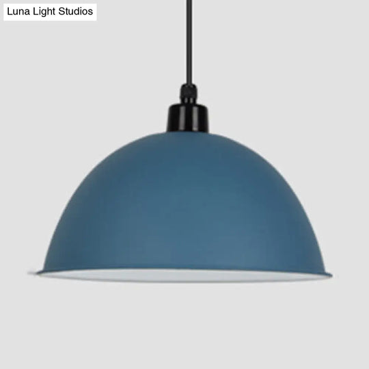 Nordic Stylish Bowl Pendant Lamp - Single Light Aluminum Hanging For Gallery Cafe Dark Blue / 14
