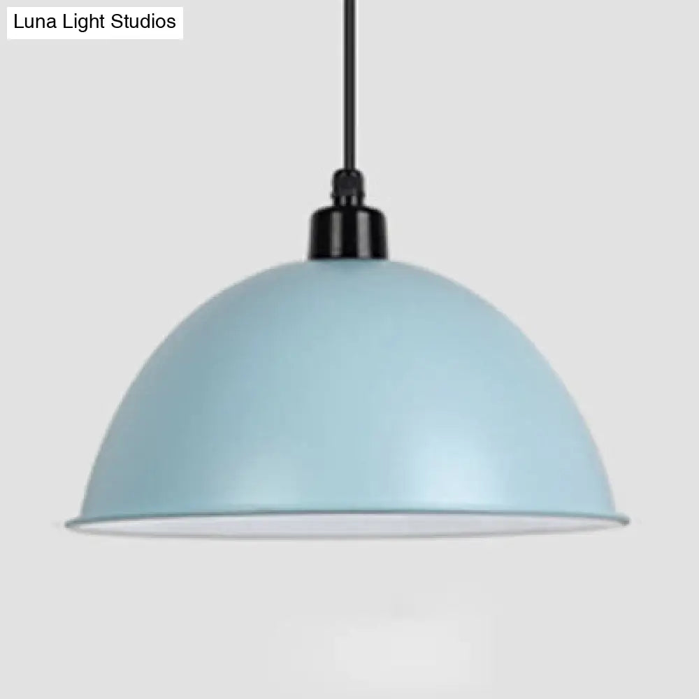 Nordic Stylish Bowl Pendant Lamp - Single Light Aluminum Hanging For Gallery Cafe Blue / 14