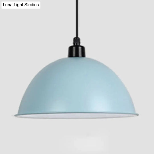 Nordic Stylish Bowl Pendant Lamp - Single Light Aluminum Hanging For Gallery Cafe Blue / 14