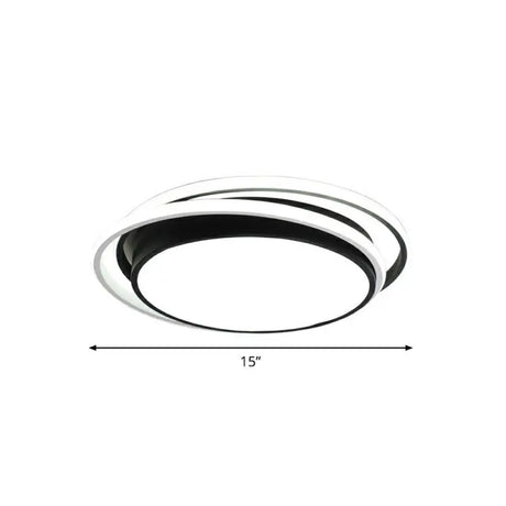 Nordic Geometric Led Flush Mount Ceiling Light With Acrylic Shade For Bedroom Black / Remote
