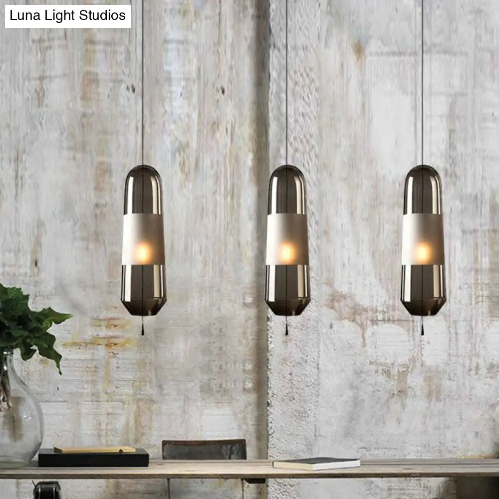 Nordic Glass Elliptical Suspension Light Pendant With Pull Chain - Perfect For Dining Rooms 1 Bulb