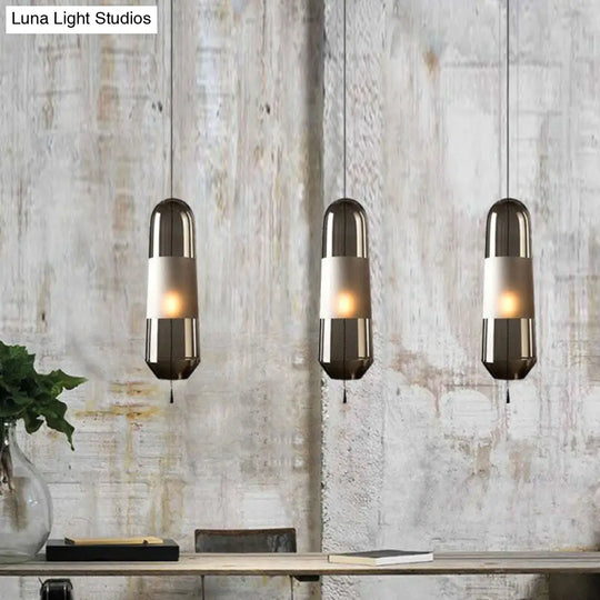 Nordic Glass Elliptical Suspension Light Pendant With Pull Chain - Perfect For Dining Rooms 1 Bulb