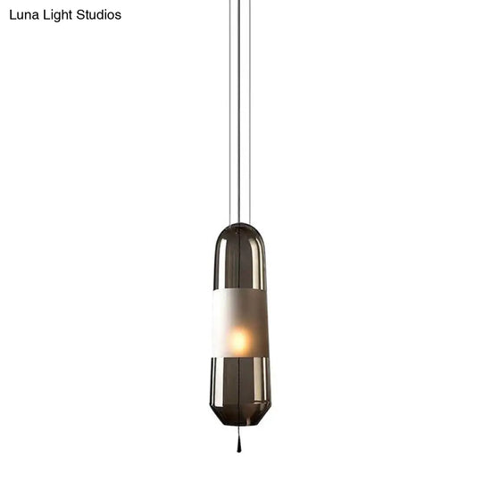 Nordic Glass Elliptical Suspension Light Pendant With Pull Chain - Perfect For Dining Rooms 1 Bulb