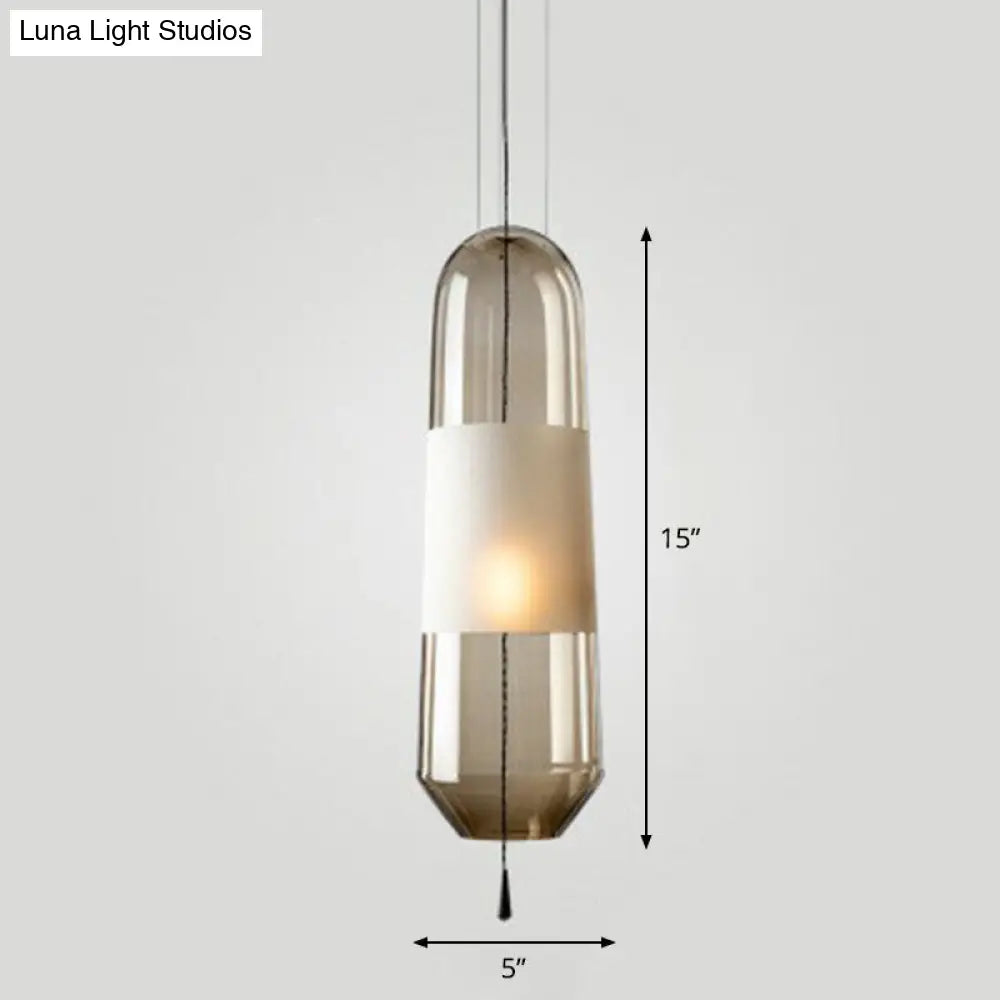 Nordic Glass Elliptical Suspension Light Pendant With Pull Chain - Perfect For Dining Rooms 1 Bulb