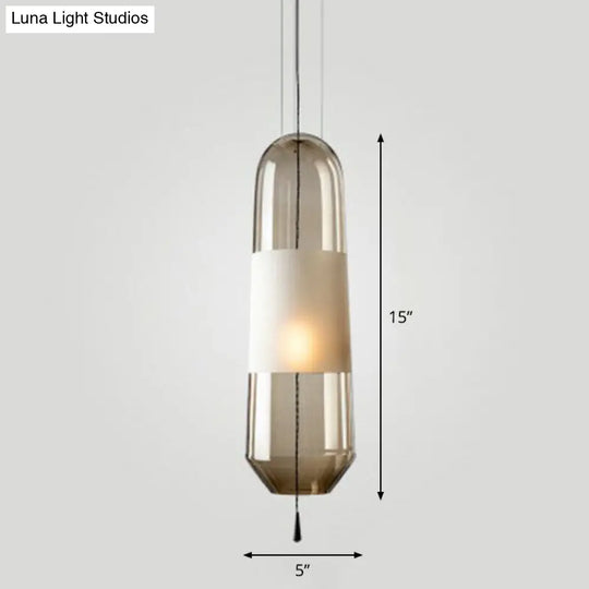 Nordic Glass Elliptical Suspension Light Pendant With Pull Chain - Perfect For Dining Rooms 1 Bulb