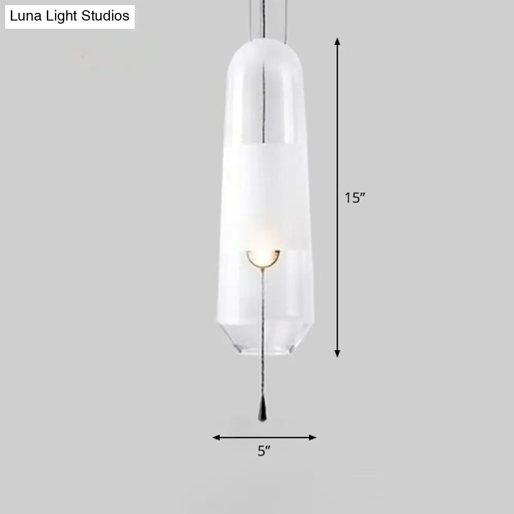 Nordic Glass Elliptical Suspension Light Pendant With Pull Chain - Perfect For Dining Rooms 1 Bulb