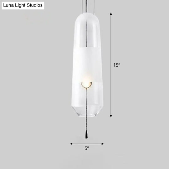 Nordic Glass Elliptical Suspension Light Pendant With Pull Chain - Perfect For Dining Rooms 1 Bulb