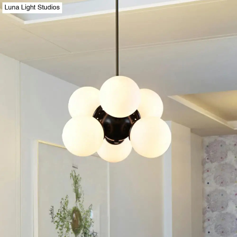 Nordic Glass Pendant Chandelier - 6 Bulbs Black Perfect For Bedroom