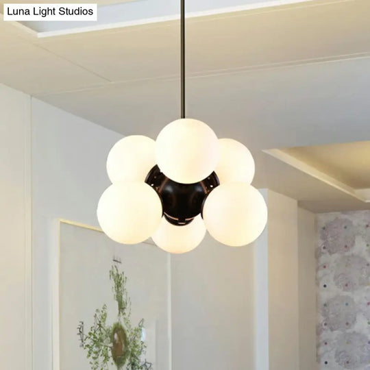 Nordic Glass Pendant Chandelier - 6 Bulbs Black Perfect For Bedroom