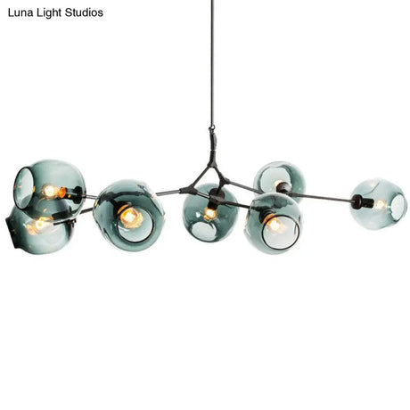 Nordic Glass Pendant Chandelier - 7 Heads Dimple Lighting For Living Room