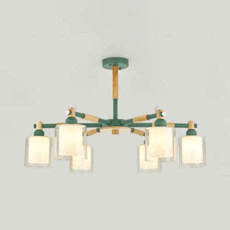 Nordic Glass Pendant Light Fixture With 6 Bulbs For Bedroom Green