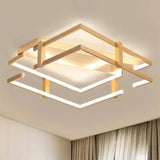 Nordic Gold Led Bedroom Ceiling Lamp Aluminum Frame Flush Mount Light Fixture In Warm/White 18/23.5W
