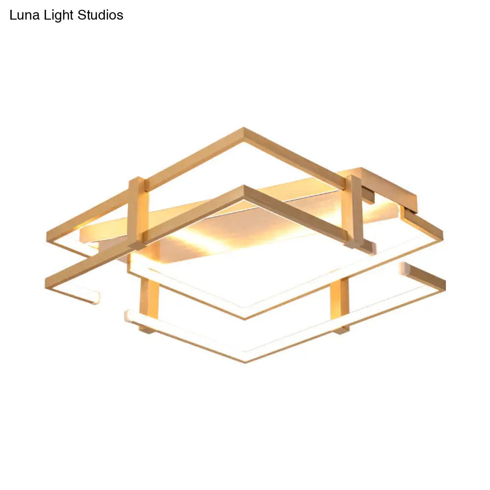 Nordic Gold Led Bedroom Ceiling Lamp Aluminum Frame Flush Mount Light Fixture In Warm/White