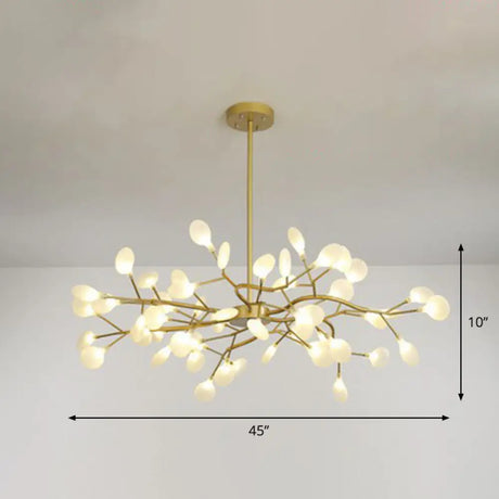 Nordic Gold Led Chandelier: Acrylic Branch Ceiling Lamp For Bedroom 54 /