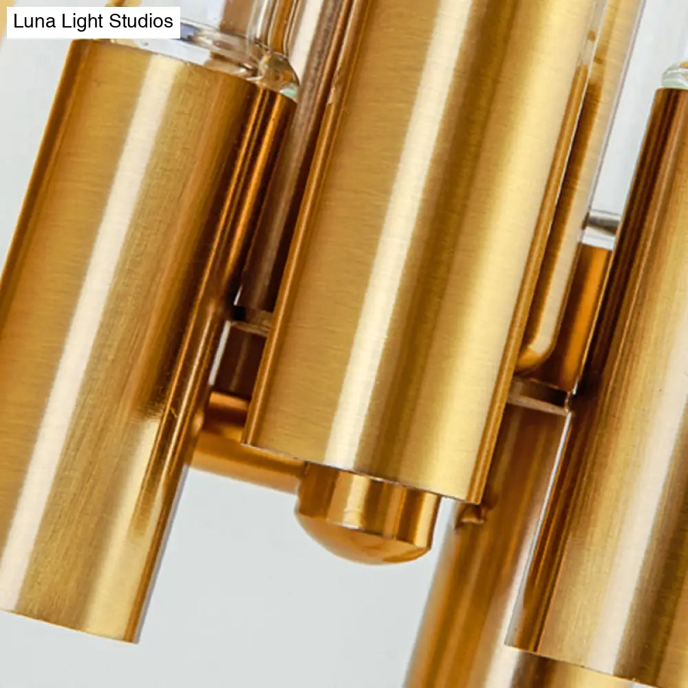Nordic Gold Tube Wall Mount Sconce Light Fixture - 1 Head Clear Glass Ideal For Living Room