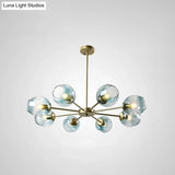 Nordic Gradient Glass Chandelier Pendant Light With Cup Shade For Living Room