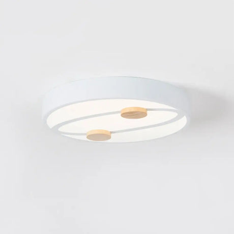 Nordic Grey/White/Green Led Flush Mount Ceiling Light With Rounded Acrylic Design And Round Wood