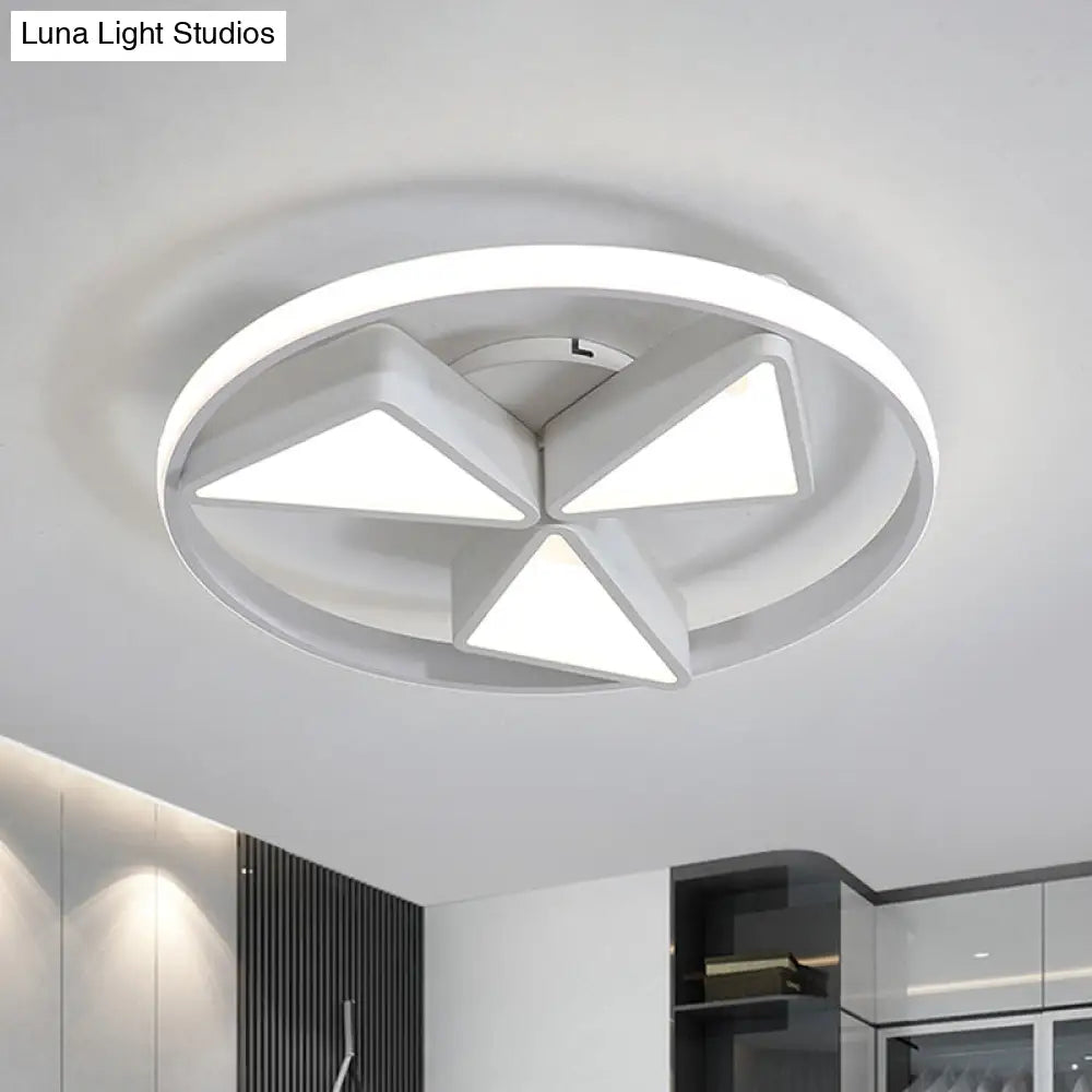 Nordic Grey/White Led Iron Windmill Ceiling Flushmount Lamp With Warm/White Glow Ring White / Warm