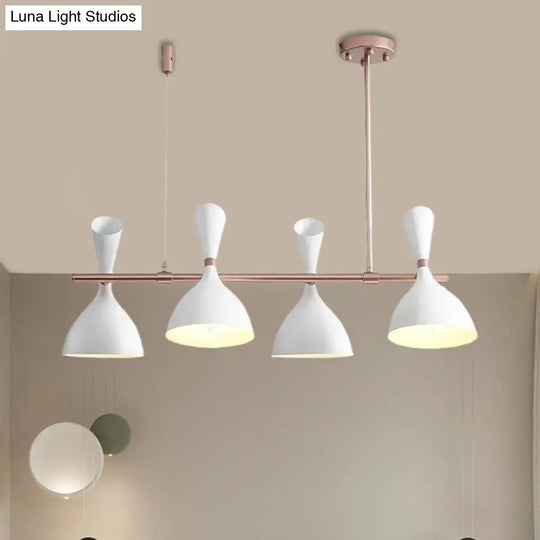 Nordic Hanging Chandelier - Metal Horn Shade Black/White 4/6 Lights For Dining Room Or Island