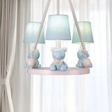 Nordic Hanging Light With Tapered Fabric Shade - Bedroom Chandelier 3 / Blue